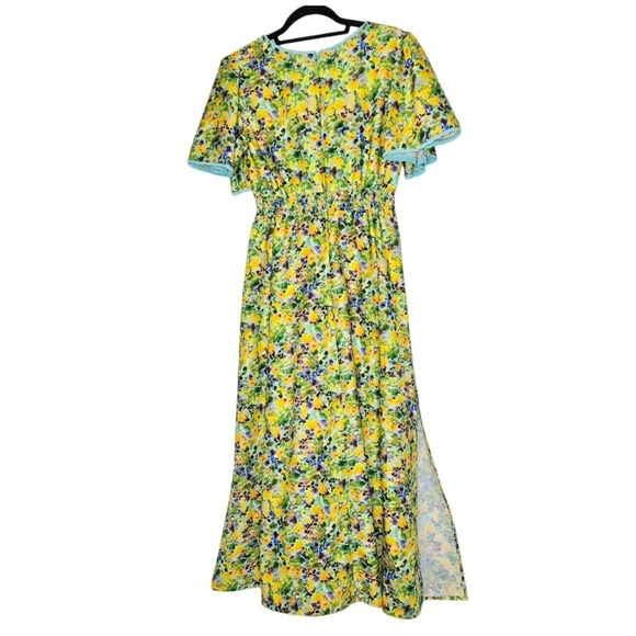 Alexia Admor Gianna Maxi Dress Vibrant‎ Floral V-Neck YELLOW WATER FLORAL size 4 - Picture 2 of 11